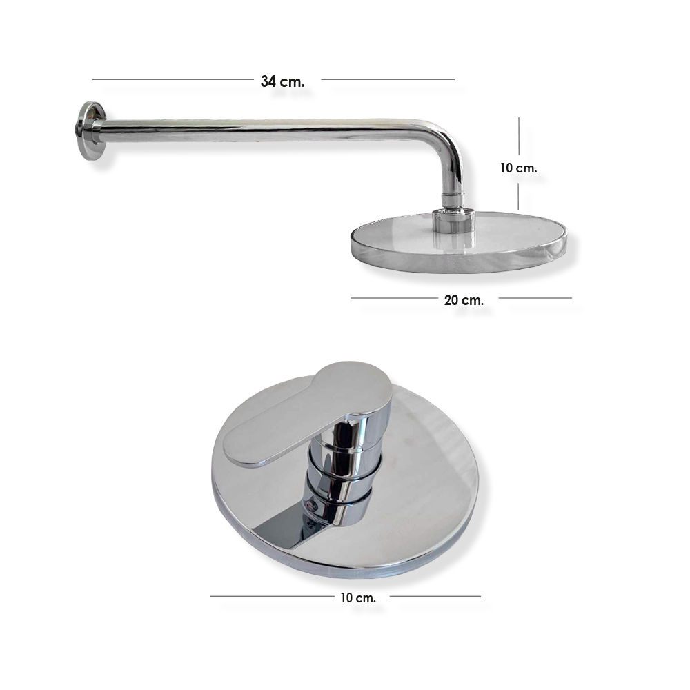 Sistema de Ducha Juego de 2 Piezas Regadera Redonda y Mezclador Cromo Montaje en Pared