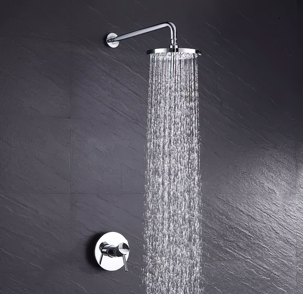 Sistema de Ducha Juego de 2 Piezas Regadera Redonda y Mezclador Cromo Montaje en Pared