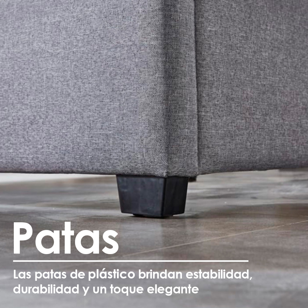 Ilios Innova | Base para Cama Fabricada en Madera tamaño Matrimonial con cabecera tapizada en Lino | 