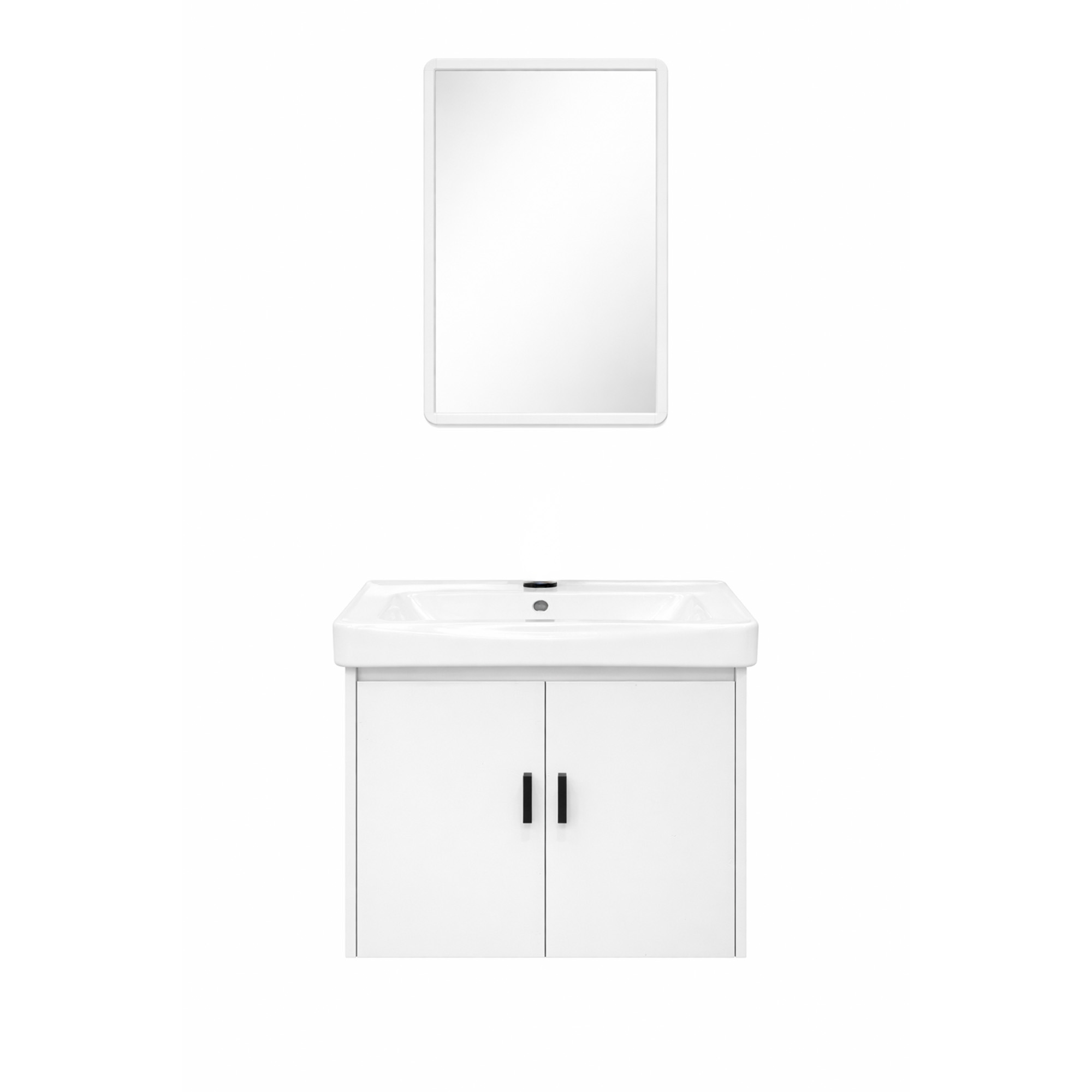 Ilios Innova | Lavamanos Flotante con Gabinete Blanco y Espejo, Diseño Compacto y Almacenaje Funcional