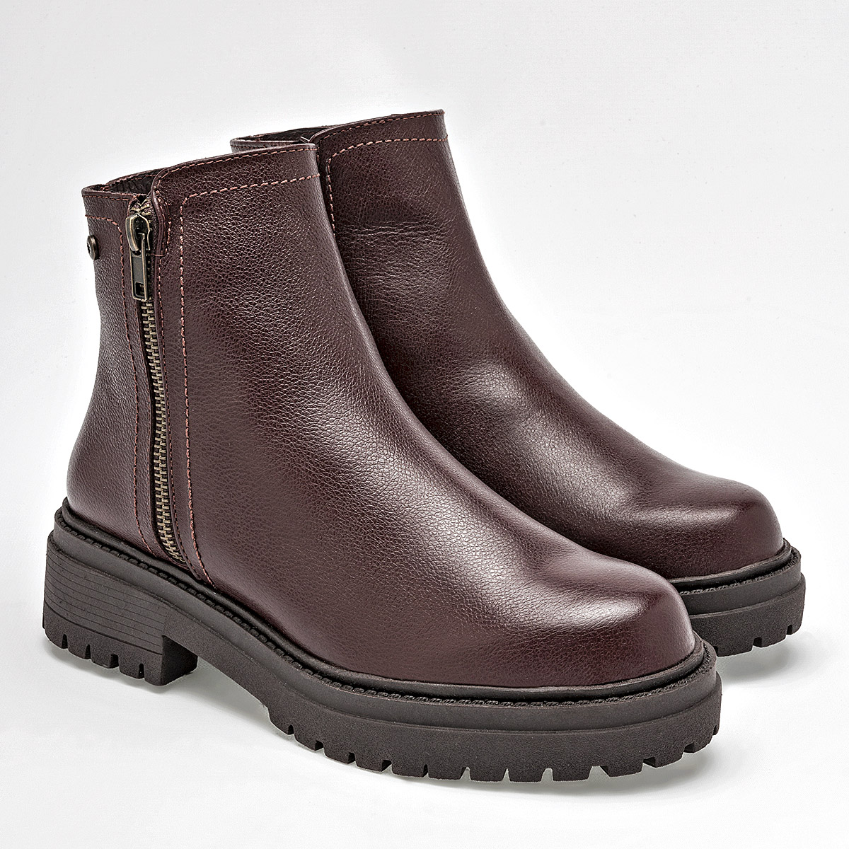 Moramora botín de piel para mujer café cod 136256-E