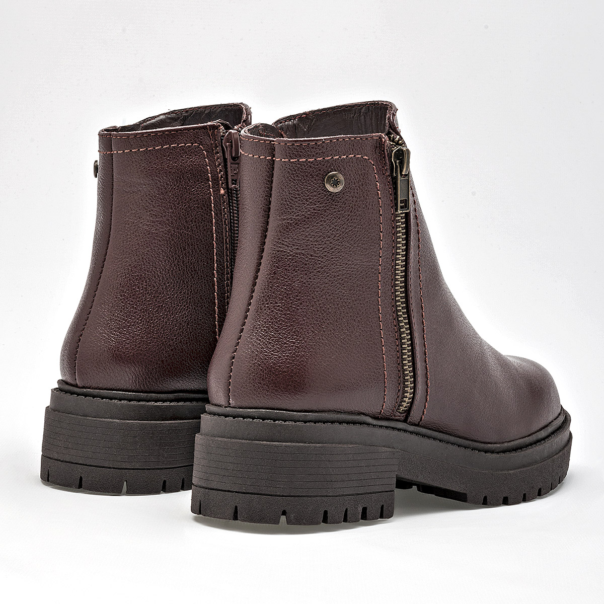 Moramora botín de piel para mujer café cod 136256-E