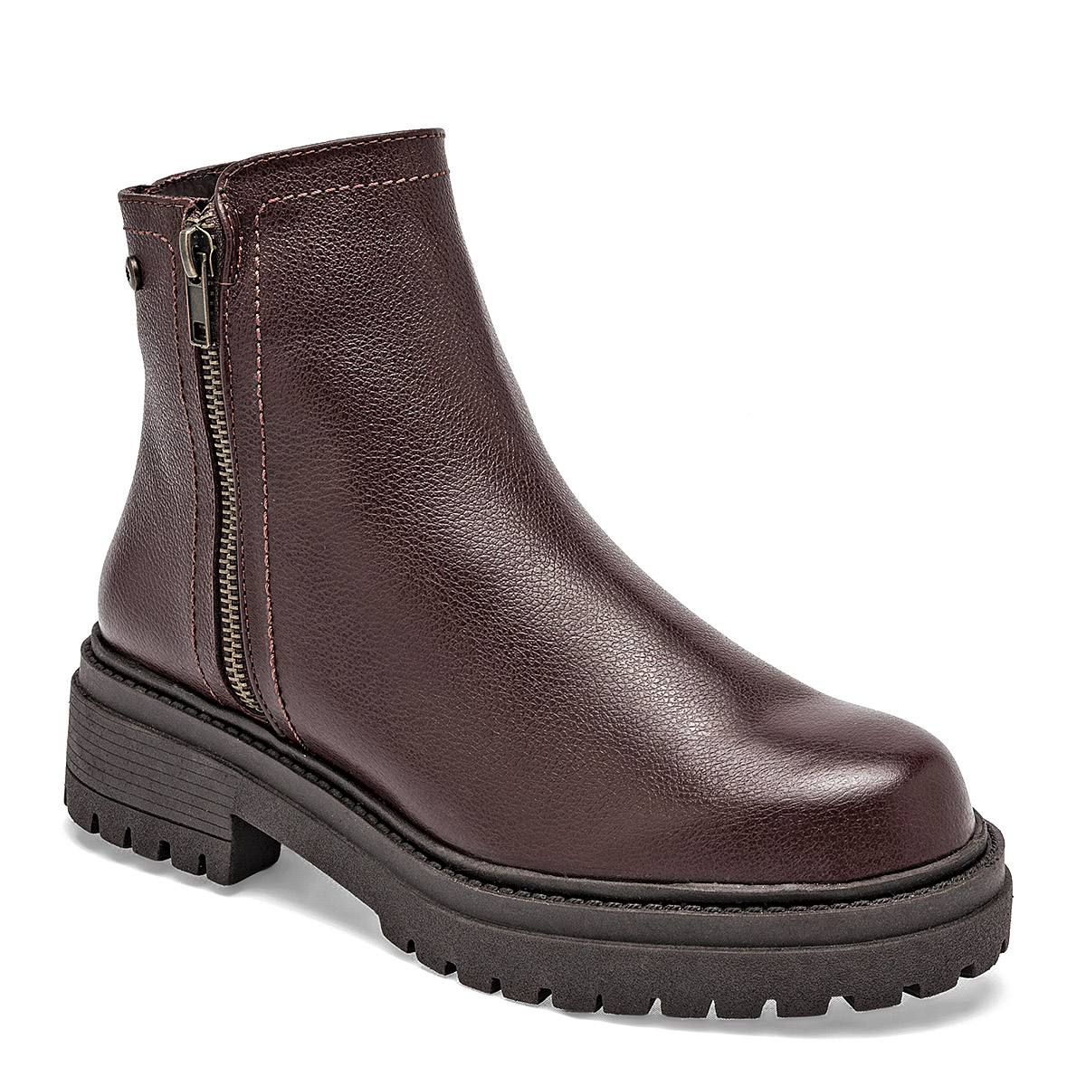 Moramora botín de piel para mujer café cod 136256-E