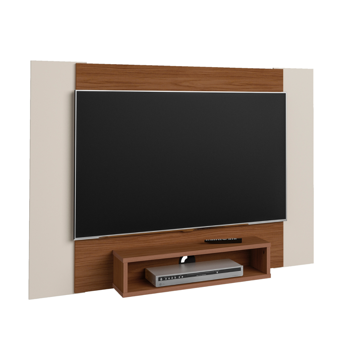 Panel Bertolini Cine Cedro Con Off White Para TV Hasta 47"