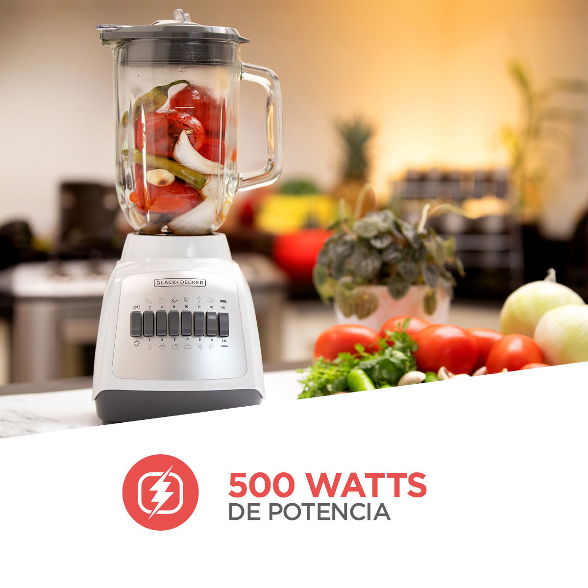 Licuadora Black+Decker BLBD210GW 12 Vel Jarra Vidrio 1.25Lt