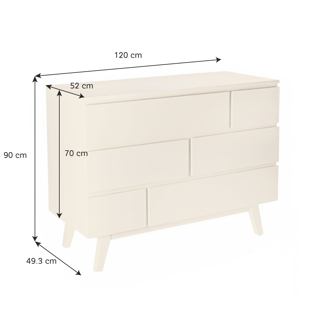 Cómoda Valencia  Infantil con 6 cajones - Disponible en 7 acabados mate
