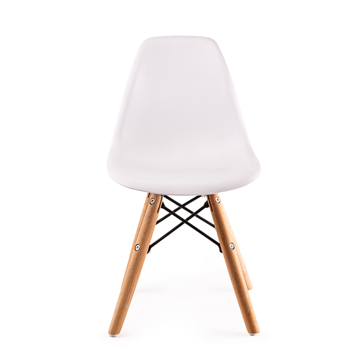 Juego de 2 sillas infantiles Eames modernas para niños pequeños (blancas, grises y rosa).