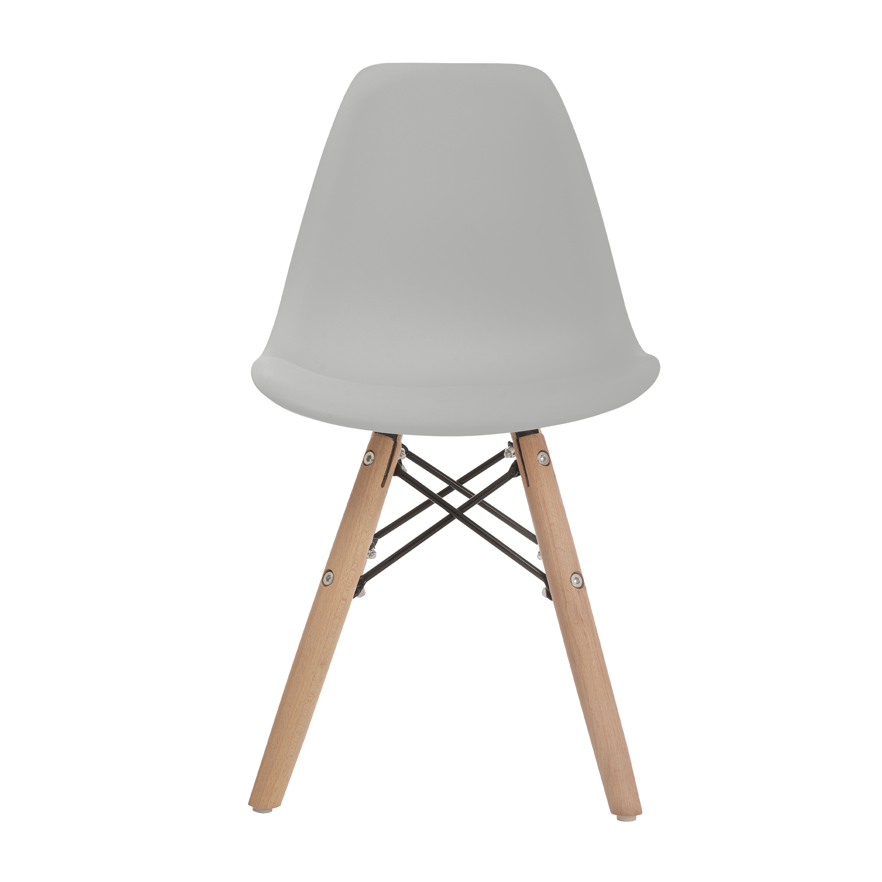 Juego de 2 sillas infantiles Eames modernas para niños pequeños (blancas, grises y rosa).