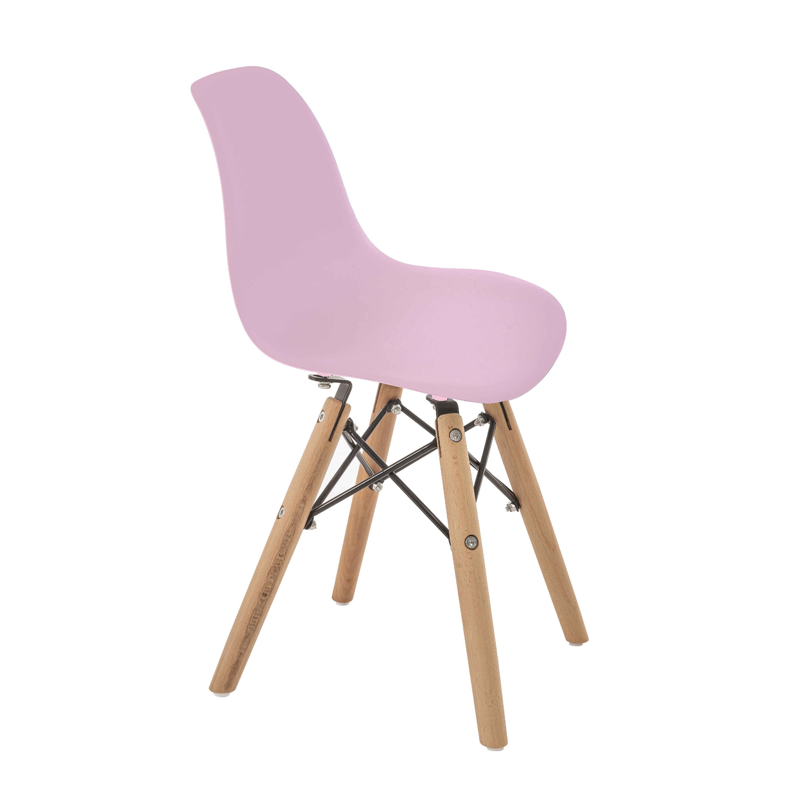 Juego de 2 sillas infantiles Eames modernas para niños pequeños (blancas, grises y rosa).