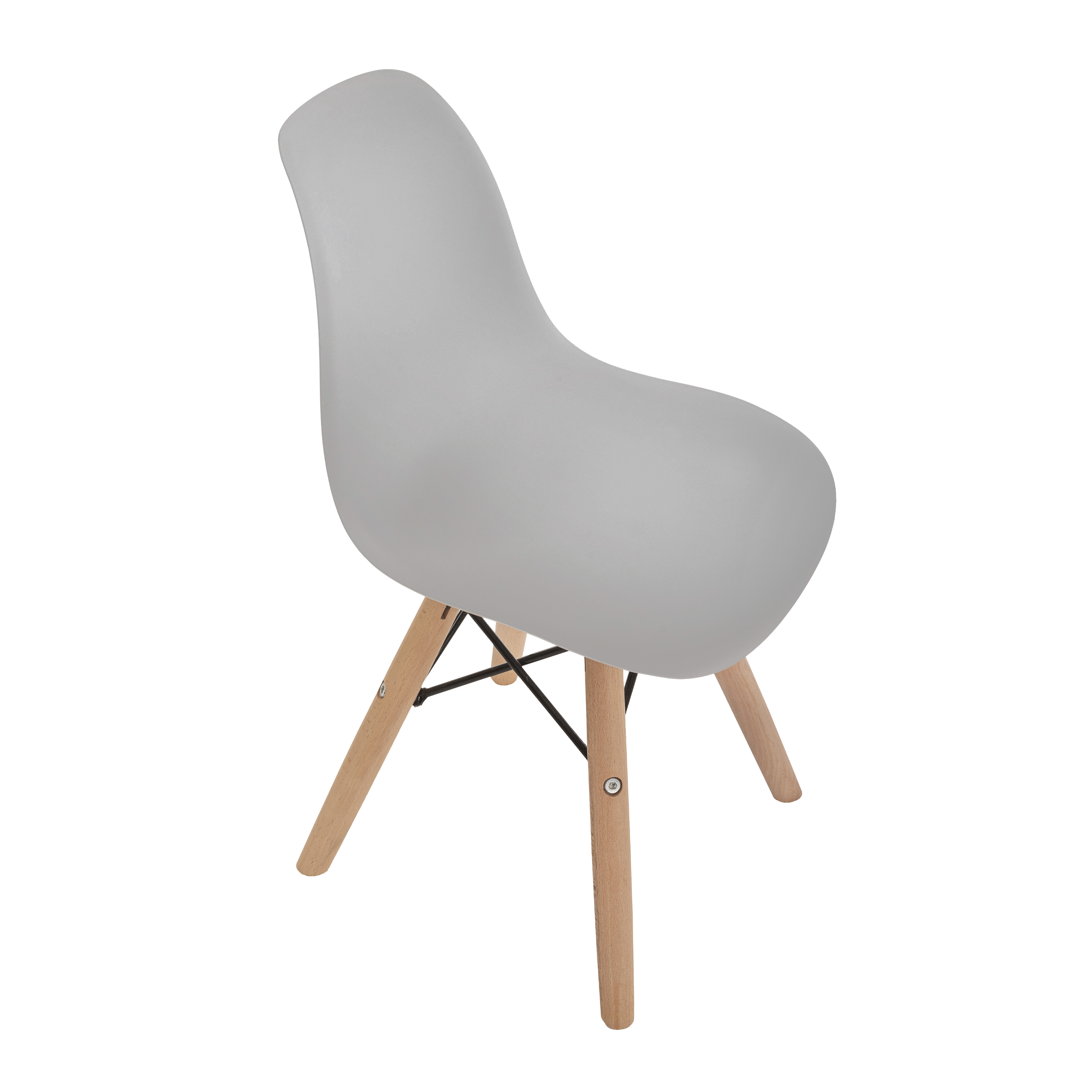 Juego de 2 sillas infantiles Eames modernas para niños pequeños (blancas, grises y rosa).