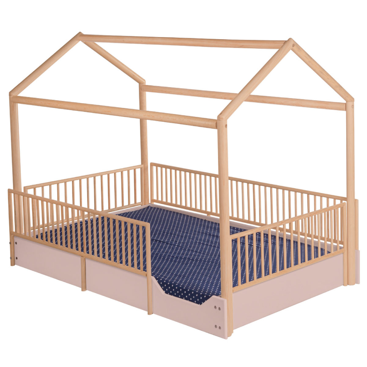 DUDUK Cama Casa Montessori de Madera con Barandales.