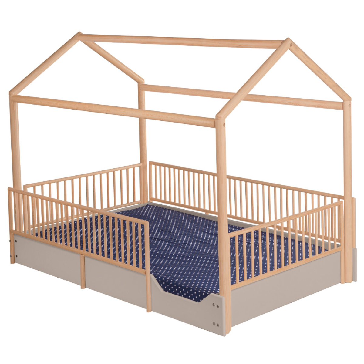 DUDUK Cama Casa Montessori de Madera con Barandales.