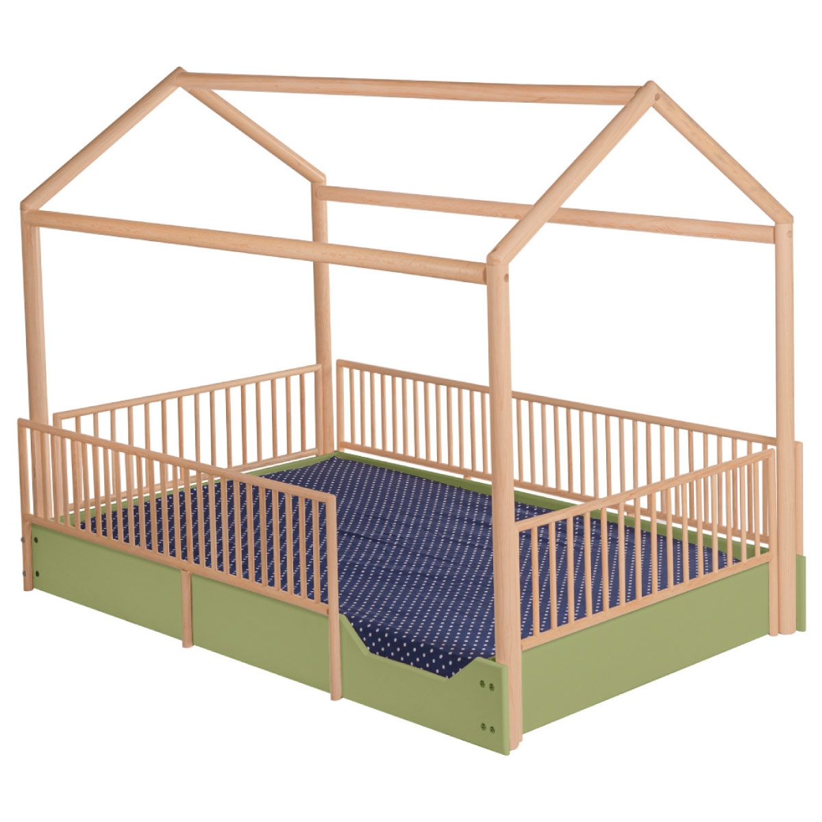 DUDUK Cama Casa Montessori de Madera con Barandales.