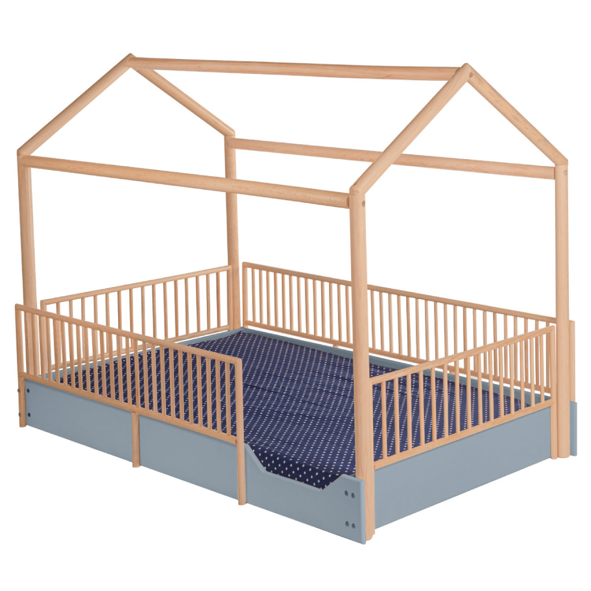 DUDUK Cama Casa Montessori de Madera con Barandales.
