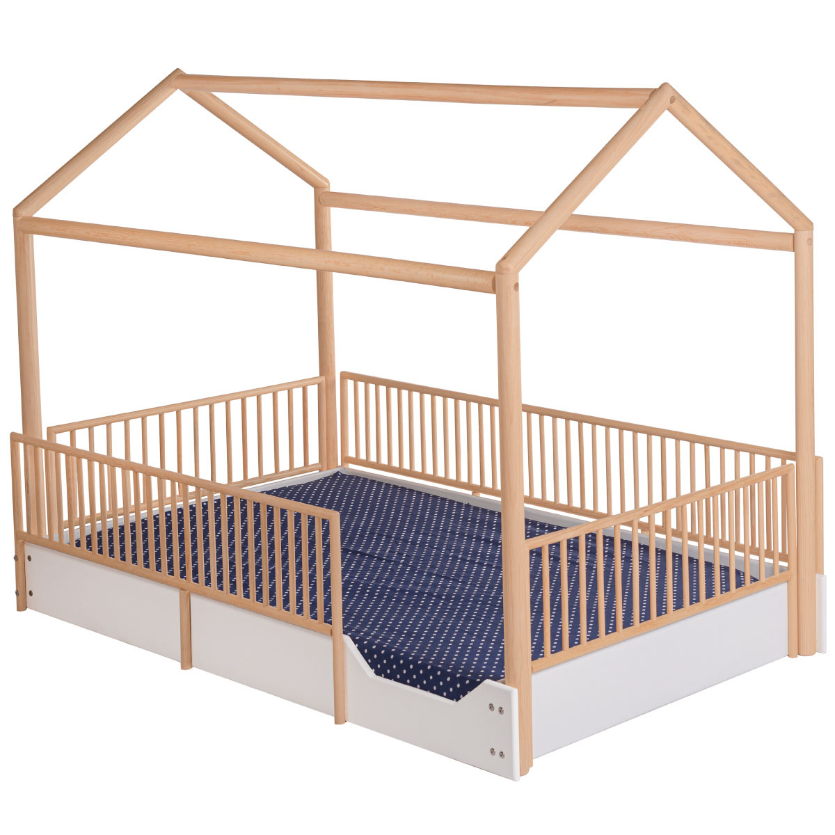 DUDUK Cama Casa Montessori de Madera con Barandales.