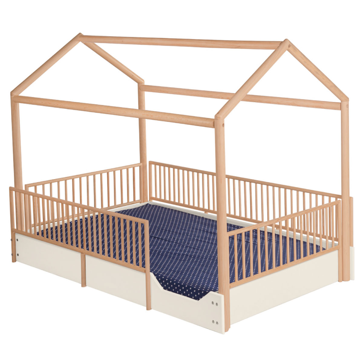 DUDUK Cama Casa Montessori de Madera con Barandales.