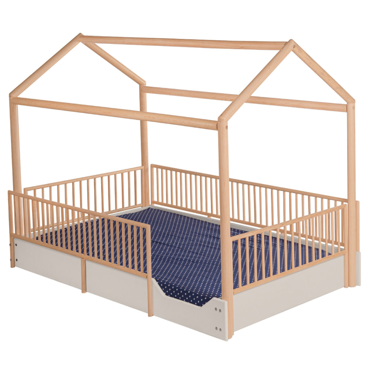 DUDUK Cama Casa Montessori de Madera con Barandales.