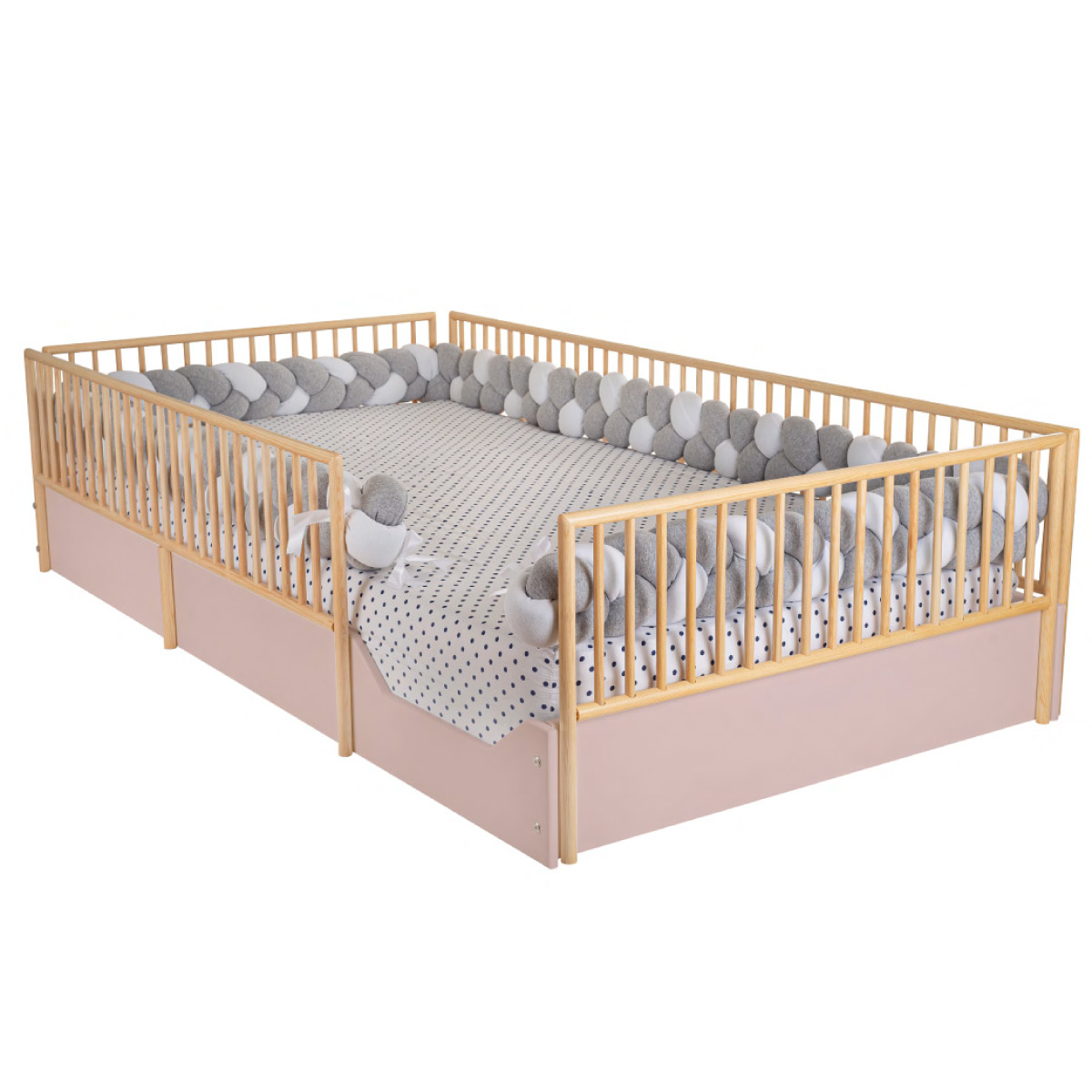 Cama Cuna Corral de madera Barnizada para Niños Pequeños - Individual 