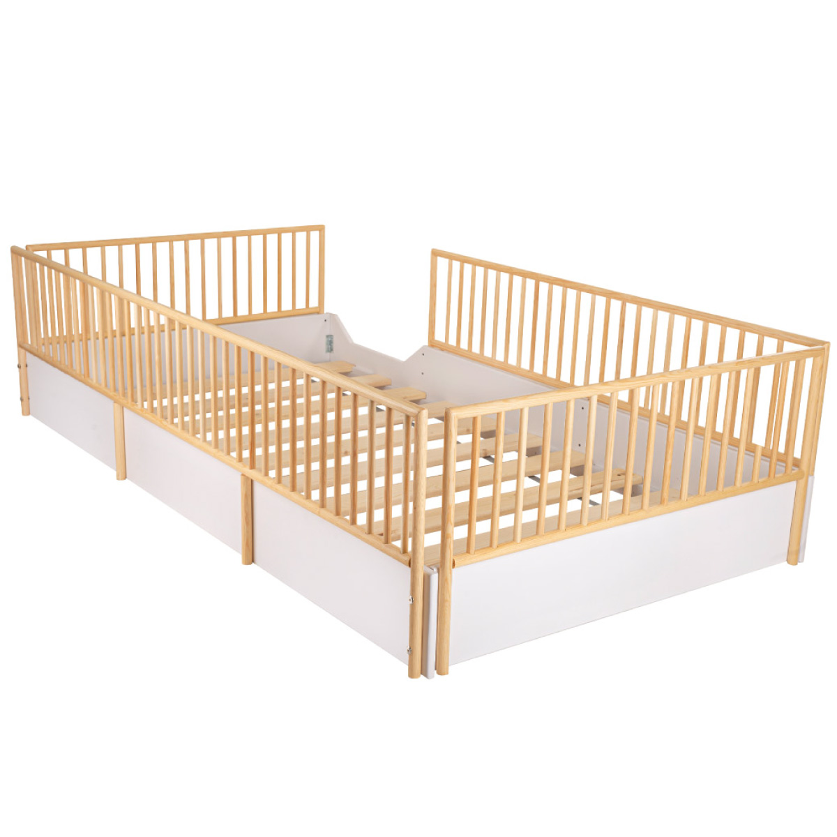 Cama Cuna Corral de madera Barnizada para Niños Pequeños - Individual 