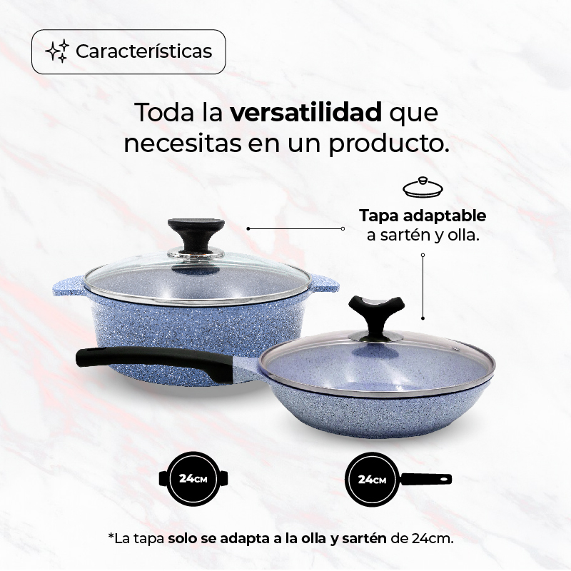 Set De Sartenes Y Ollas De Cerámica Antiadherente  Azul
