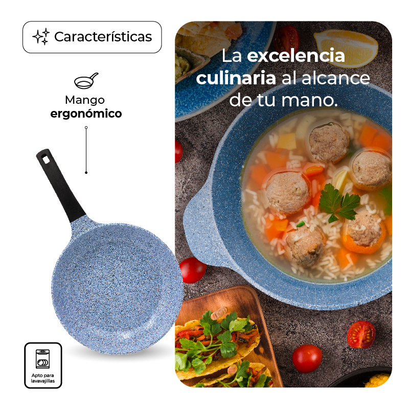 Set De Sartenes Y Ollas De Cerámica Antiadherente  Azul