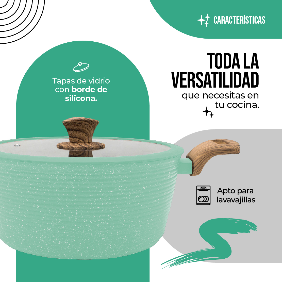 Batería De Cocina , Juego De Ollas Y Sartenes Recubrimiento De Mármol 6 Pieza Verde