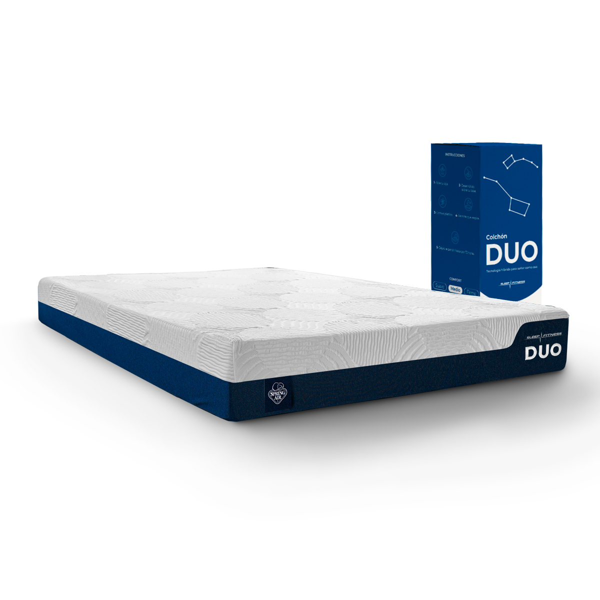 Spring Duo Colchón Queen Size Duo Spring Air Tecnología Hybrid Tech Sleep Fitness