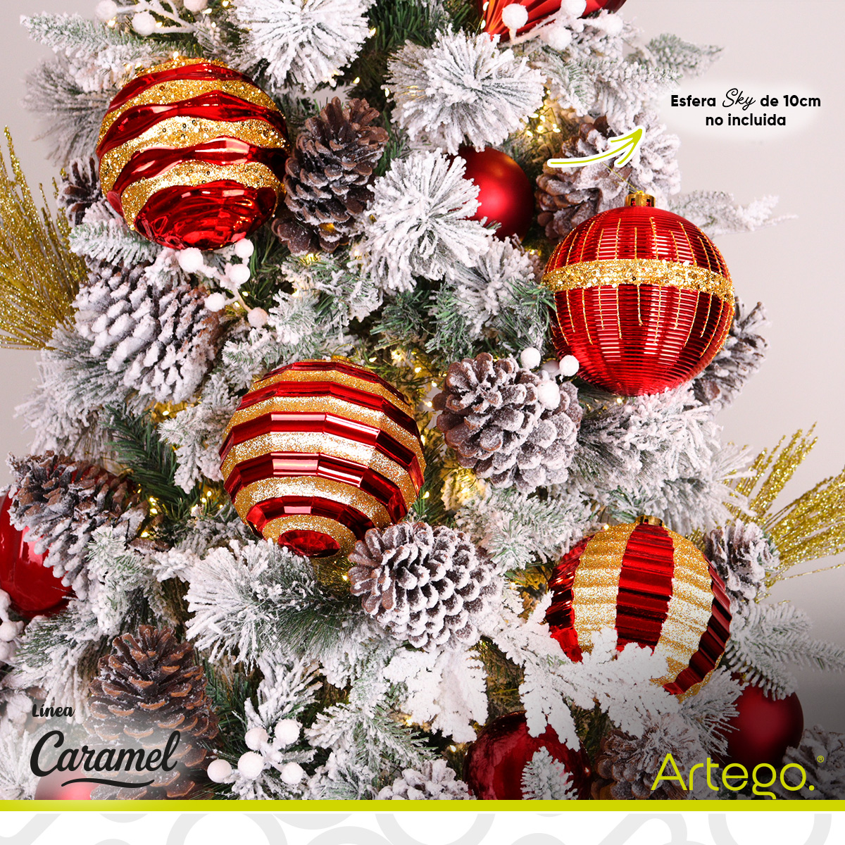 Esferas para árbol de navidad Artego extra grandes de 15 cm de diámetro paq Circus 4 acabados rojo y dorado, para colgar