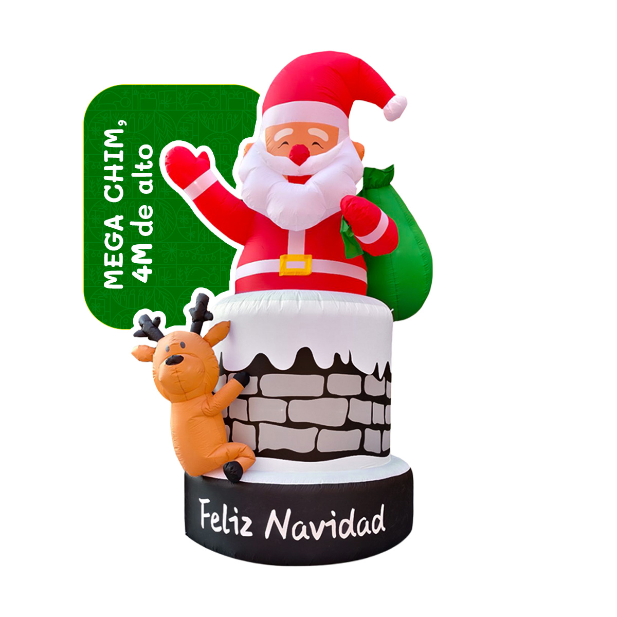 Inflable de Navidad CHIMENEA de SANTA CLAUS MEGA gigante con led 4m Decoración navideña Christmas Inflatable Artego