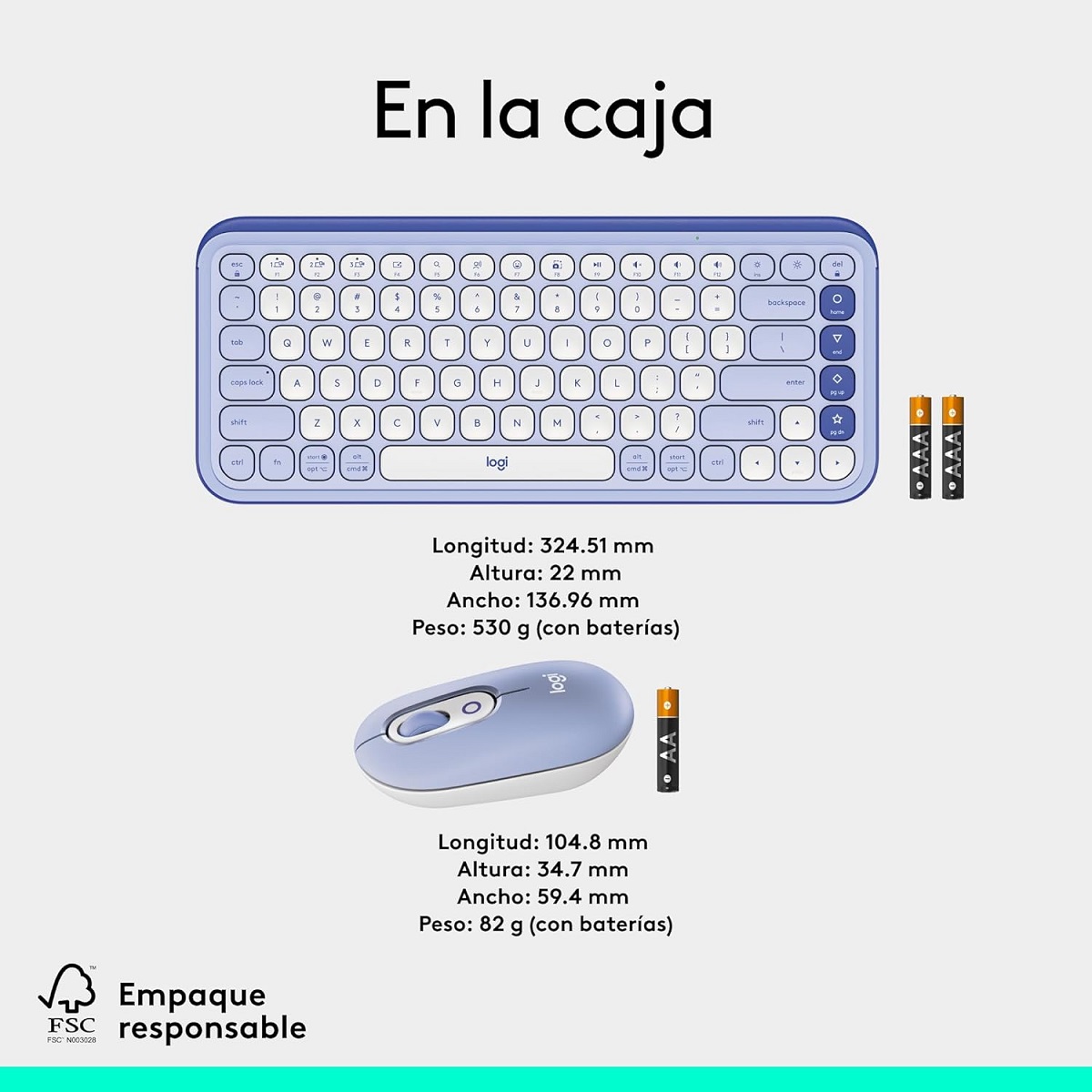 Kit Teclado Y Mouse Logitech POP Icon Inalambrico Bluetooth Lila 920-013054