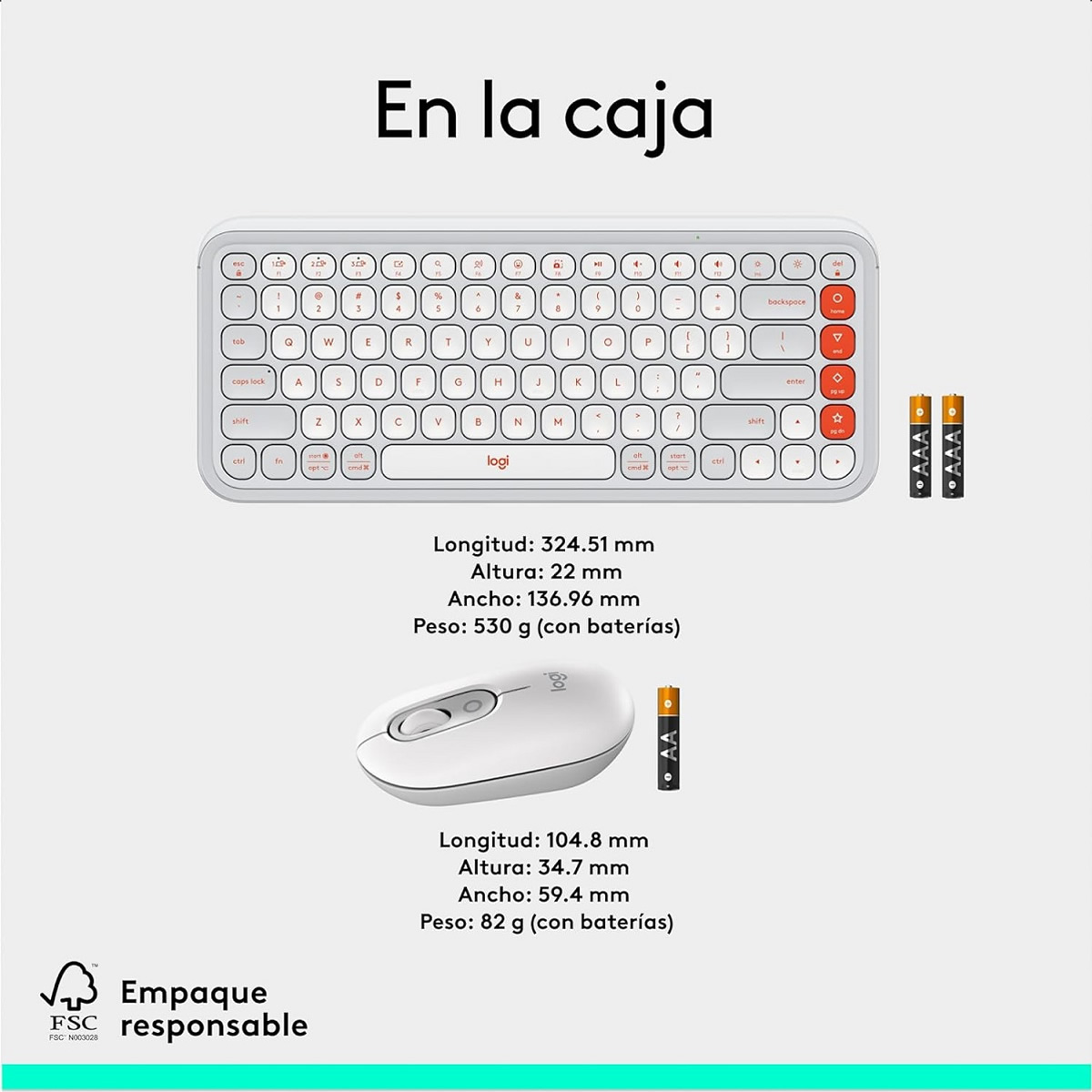 Kit Teclado Y Mouse Logitech POP Icon Inalambrico Bluetooth Blanco 920-013055