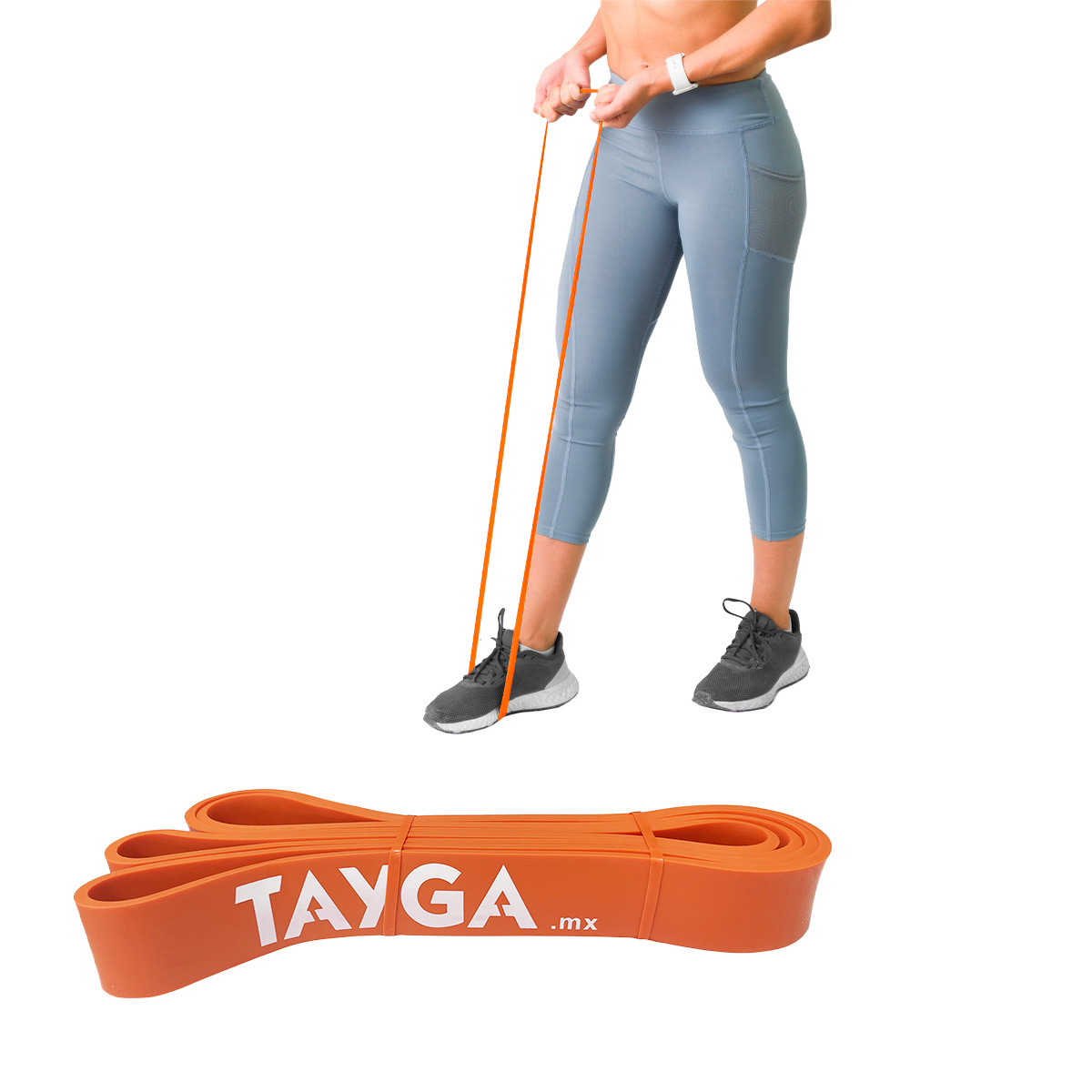 Banda de resistencia larga 3.2x208 cm, 35 a 85 Lb Tayga color naranja.