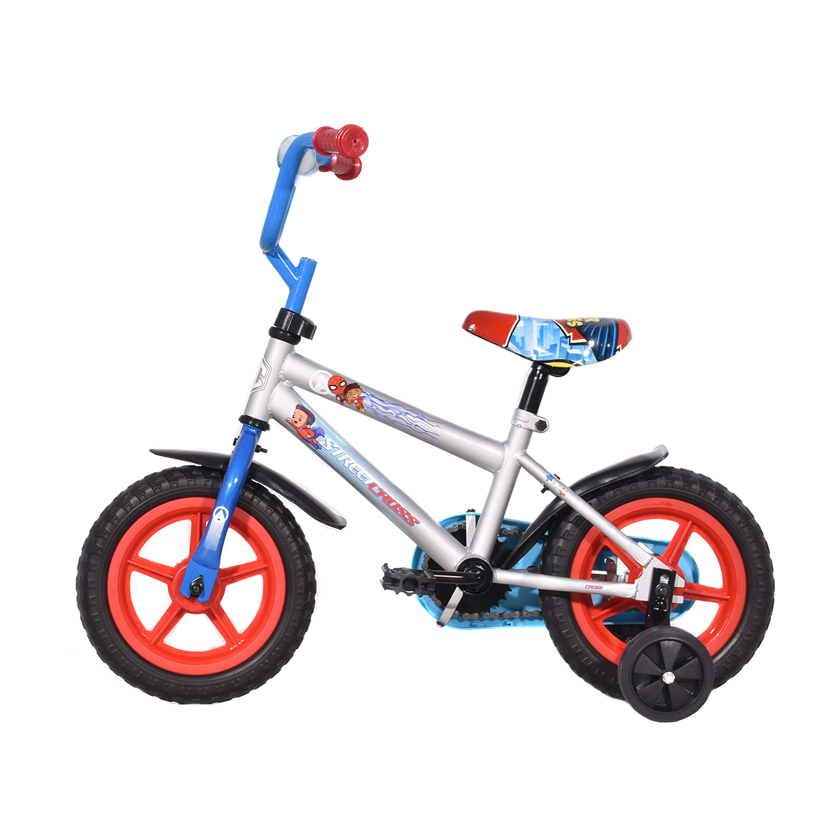 Bicicleta Veloci Street Cross Super Heroes Eva Rodada 12 Plata Infantil
