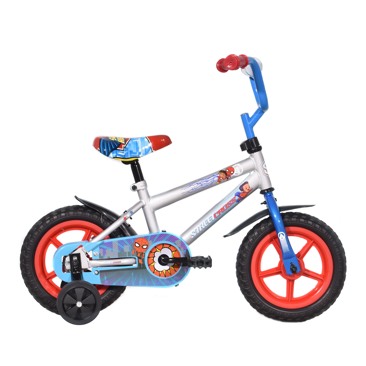 Bicicleta Veloci Street Cross Super Heroes Eva Rodada 12 Plata Infantil