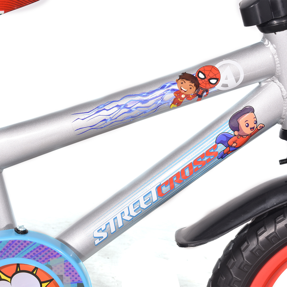 Bicicleta Veloci Street Cross Super Heroes Eva Rodada 12 Plata Infantil
