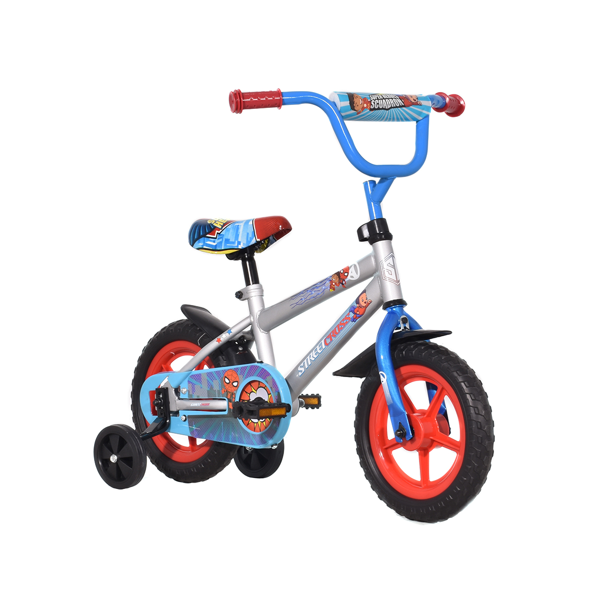 Bicicleta Veloci Street Cross Super Heroes Eva Rodada 12 Plata Infantil