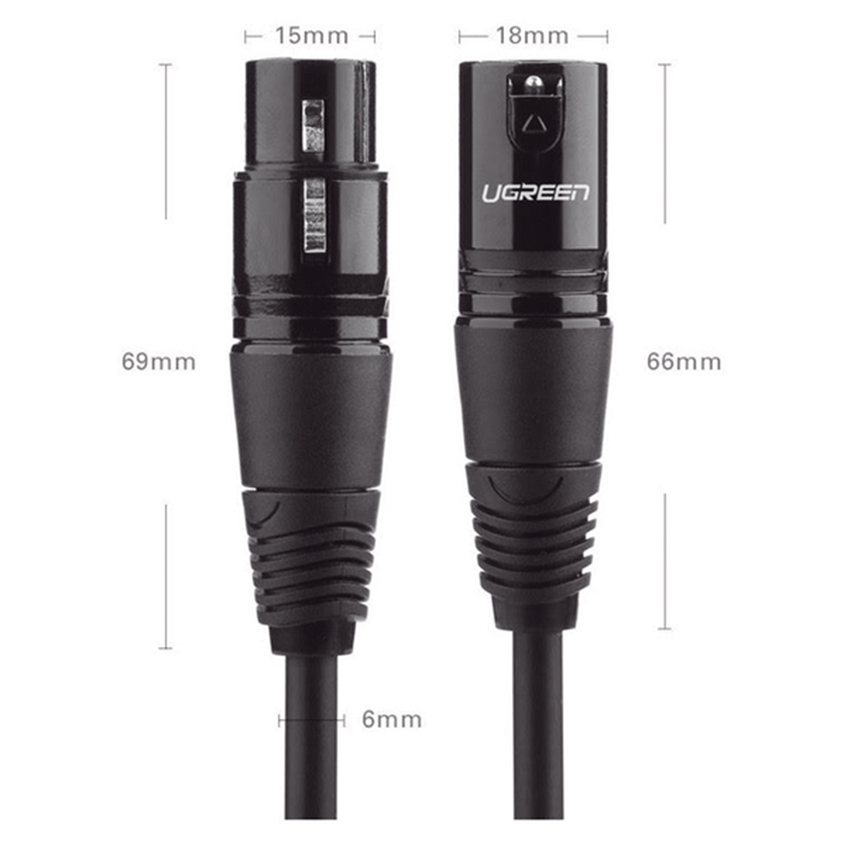 Cable para Micrófono XLR Tipo Canon Macho a Hembra 10 Metros - 20714 UGREEN