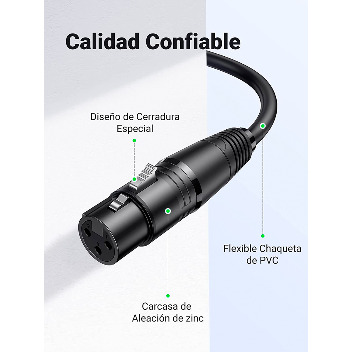 Cable para Micrófono XLR Tipo Canon Macho a Hembra 10 Metros - 20714 UGREEN
