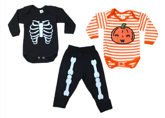 Disfraz Calaverita Pañalero, Pants Bebé + Calabaza De Regalo