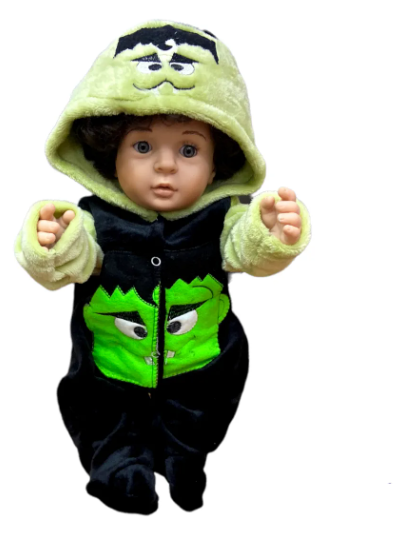 Mameluco Disfraz Halloween O Día De Muertos Bebé Mod. Frankenstein