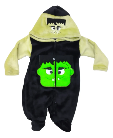 Mameluco Disfraz Halloween O Día De Muertos Bebé Mod. Frankenstein