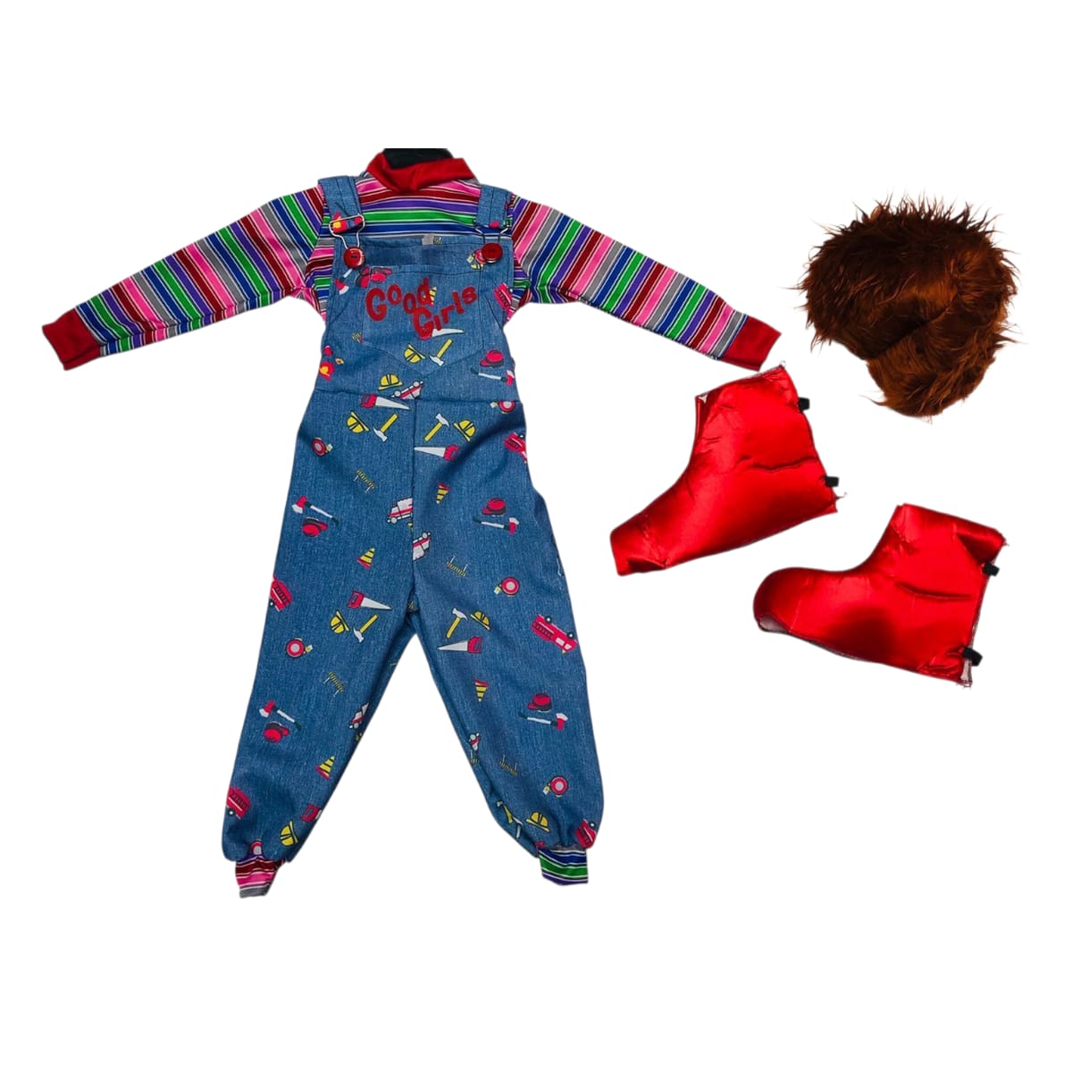 Disfraz Halloween O día de muertos película Muñeco CHUCKY niño 2 A 10 Años, Incluye botas y  Peluca