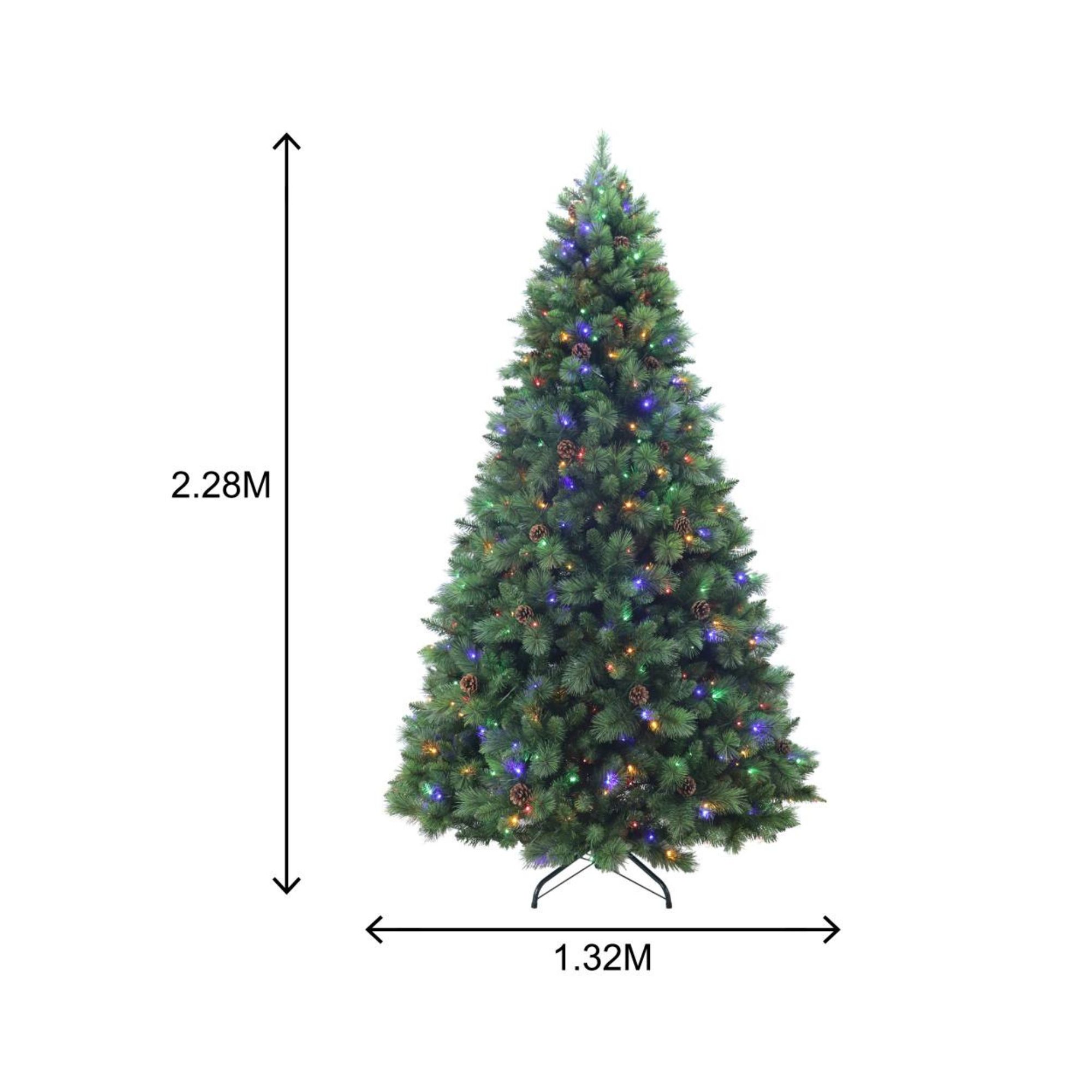 Árbol de Navidad Pinehurst de 2.28 m, artificial, incluye 1,500 luces LED y Adornos