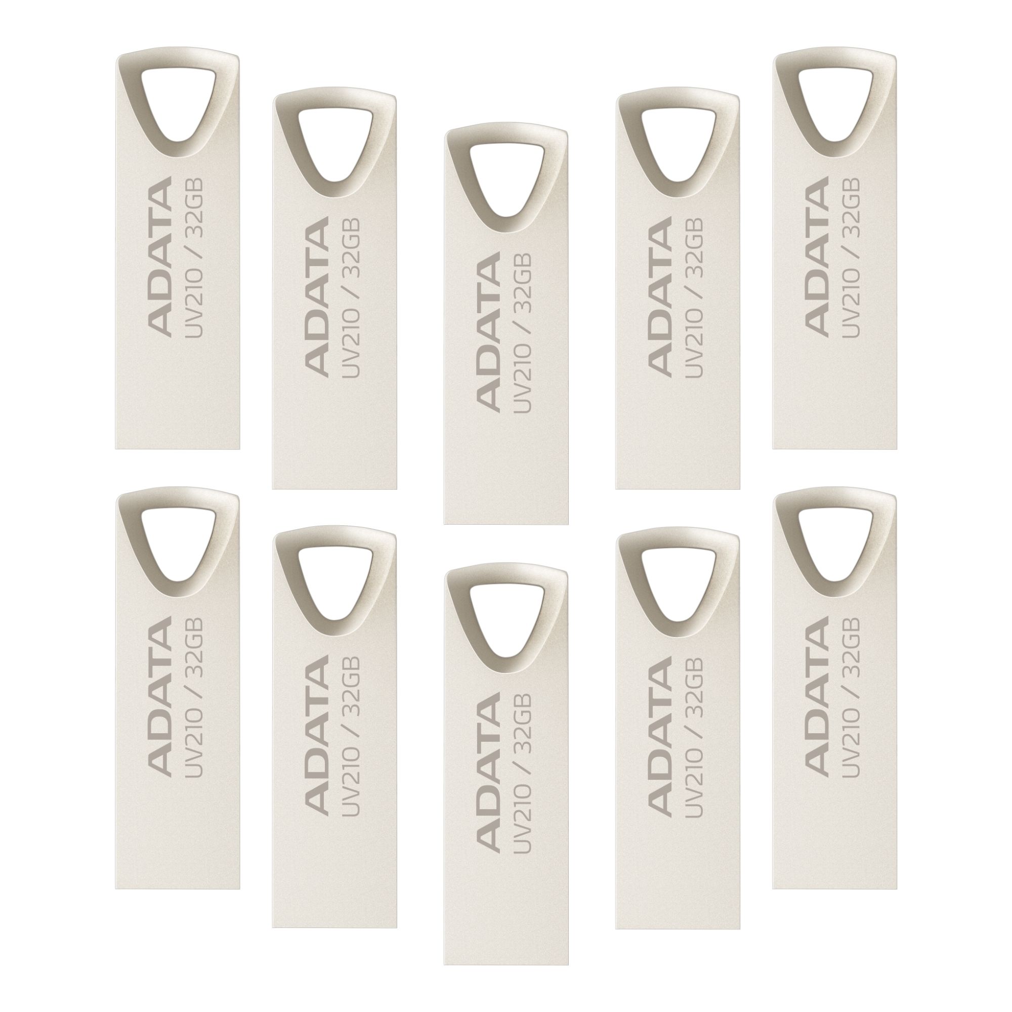 10 Pack - Memoria USB Adata UV210 de 32 GB, USB 2.0, Metálica