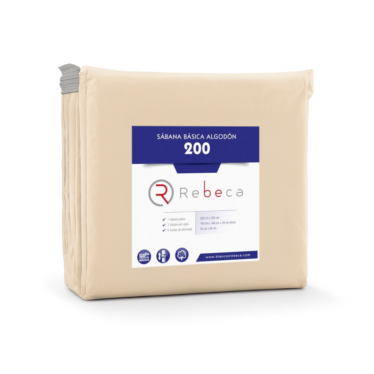 Juego de Sábanas Básica Algodón Percal 200 -Individual -Beige