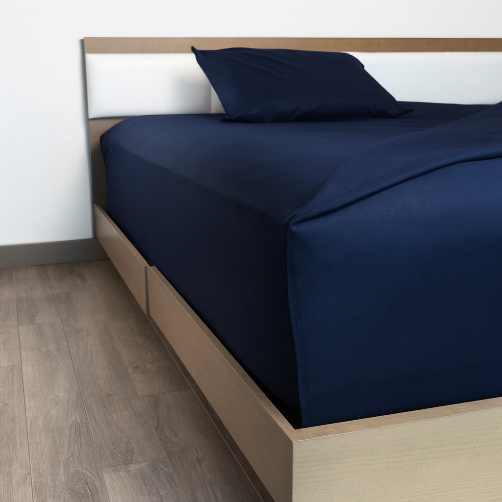 Juego de Sábanas Básica Algodón Percal 200 -Matrimonial -Marino
