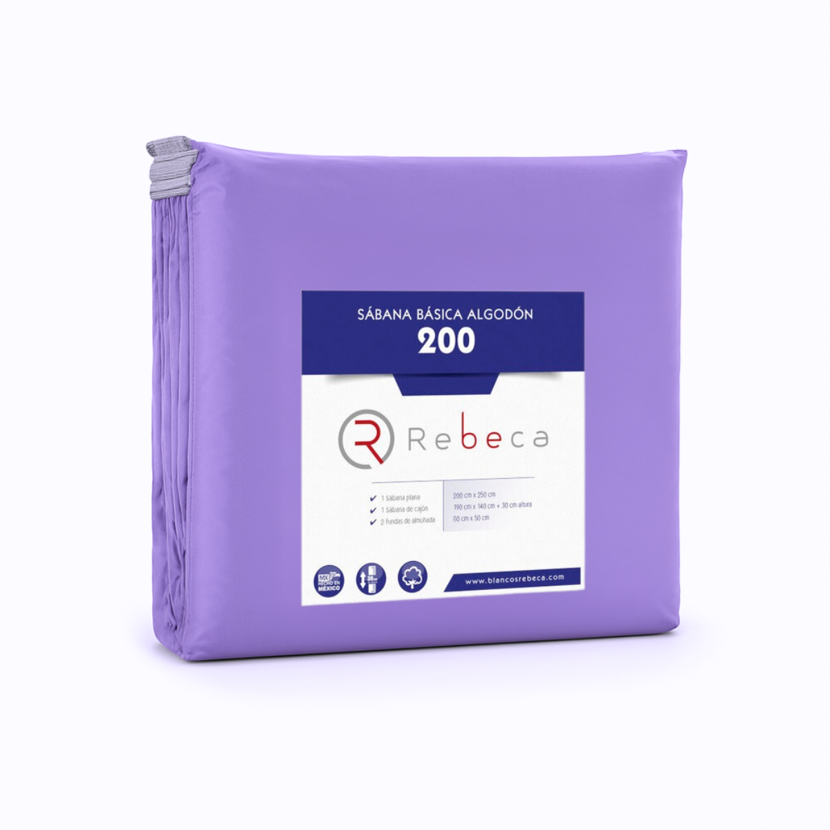 Juego de Sábanas Básica Algodón Percal 200 -Matrimonial -Lavanda