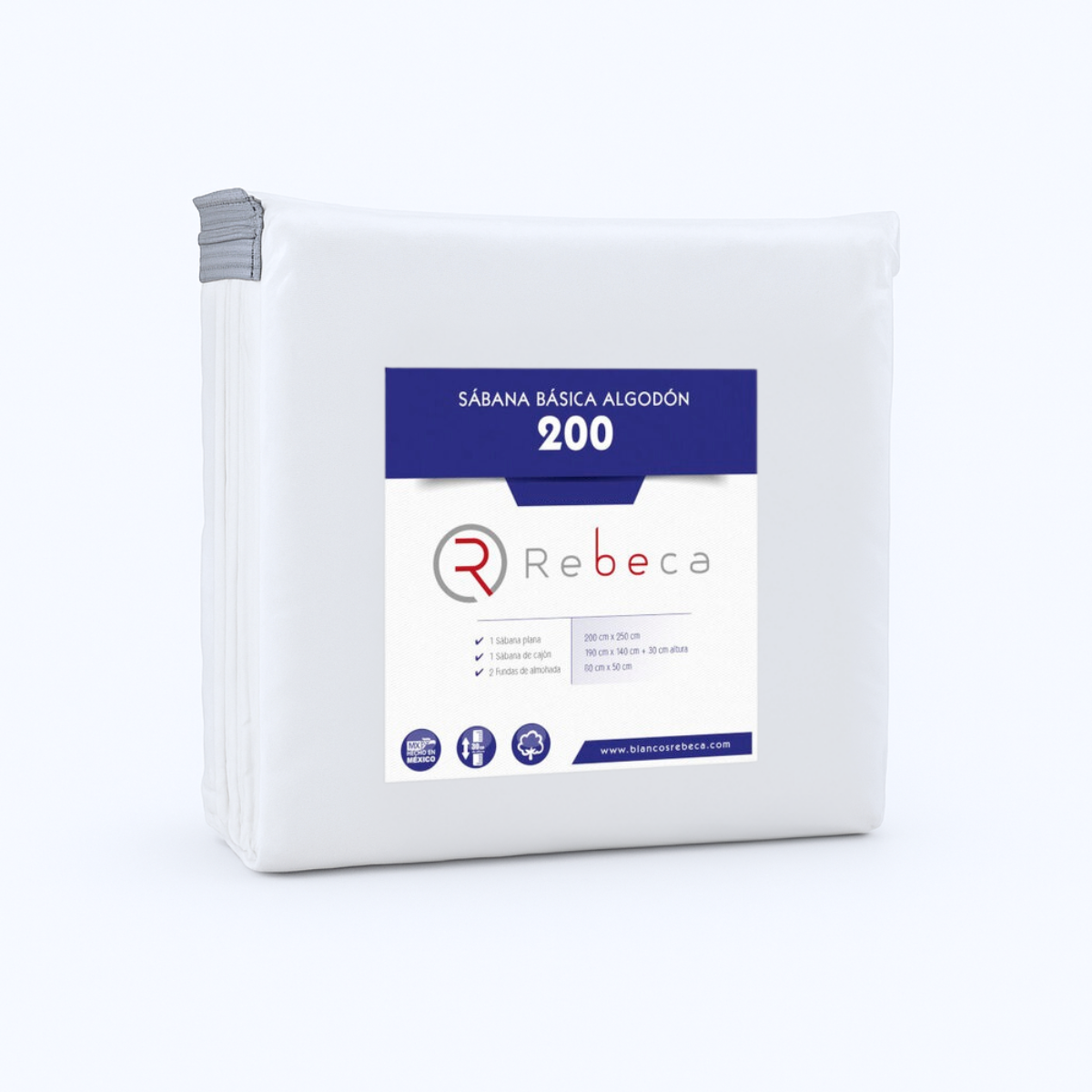 Juego de Sábanas Básica Algodón Percal 200 -King Size -Blanco