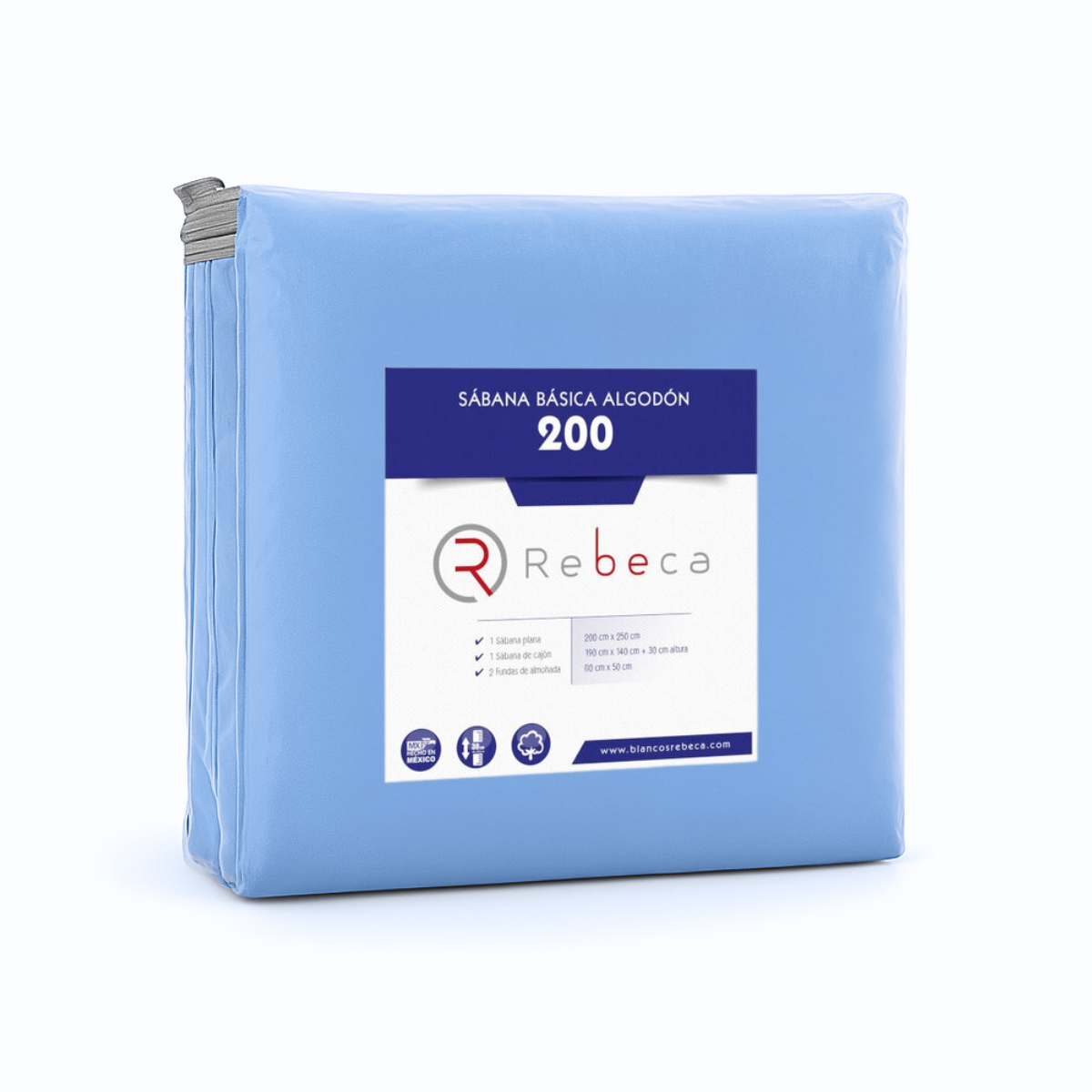 Juego de Sábanas Básica Algodón Percal 200 -Queen Size -Cielo