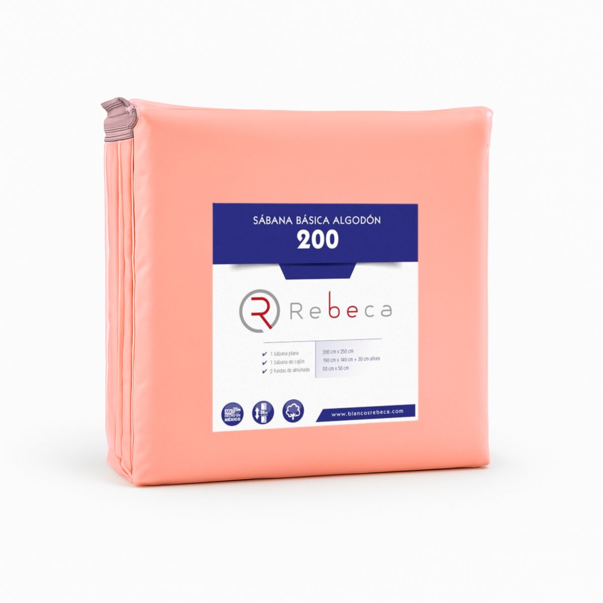 Juego de Sábanas Básica Algodón Percal 200 -King Size -Melón